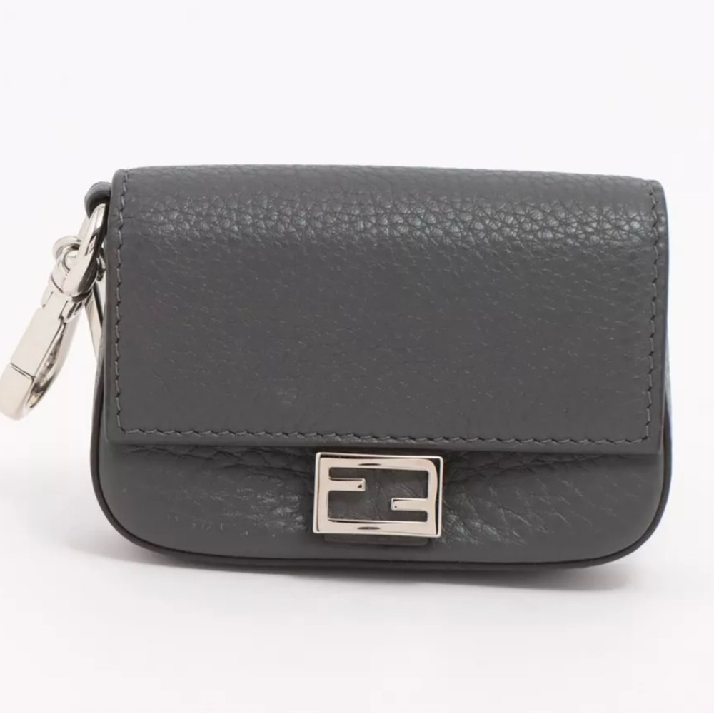 Fendi Gray Leather Mini Bag nano, baguette charm